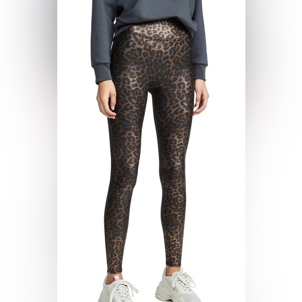 SPANX Faux Leather Leopard Leggings size medium